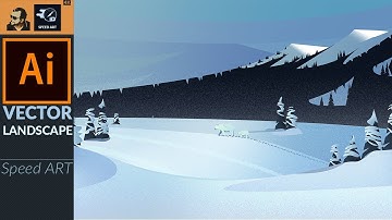Simplified Flat Landscape Art in Illustrator | Speed Art