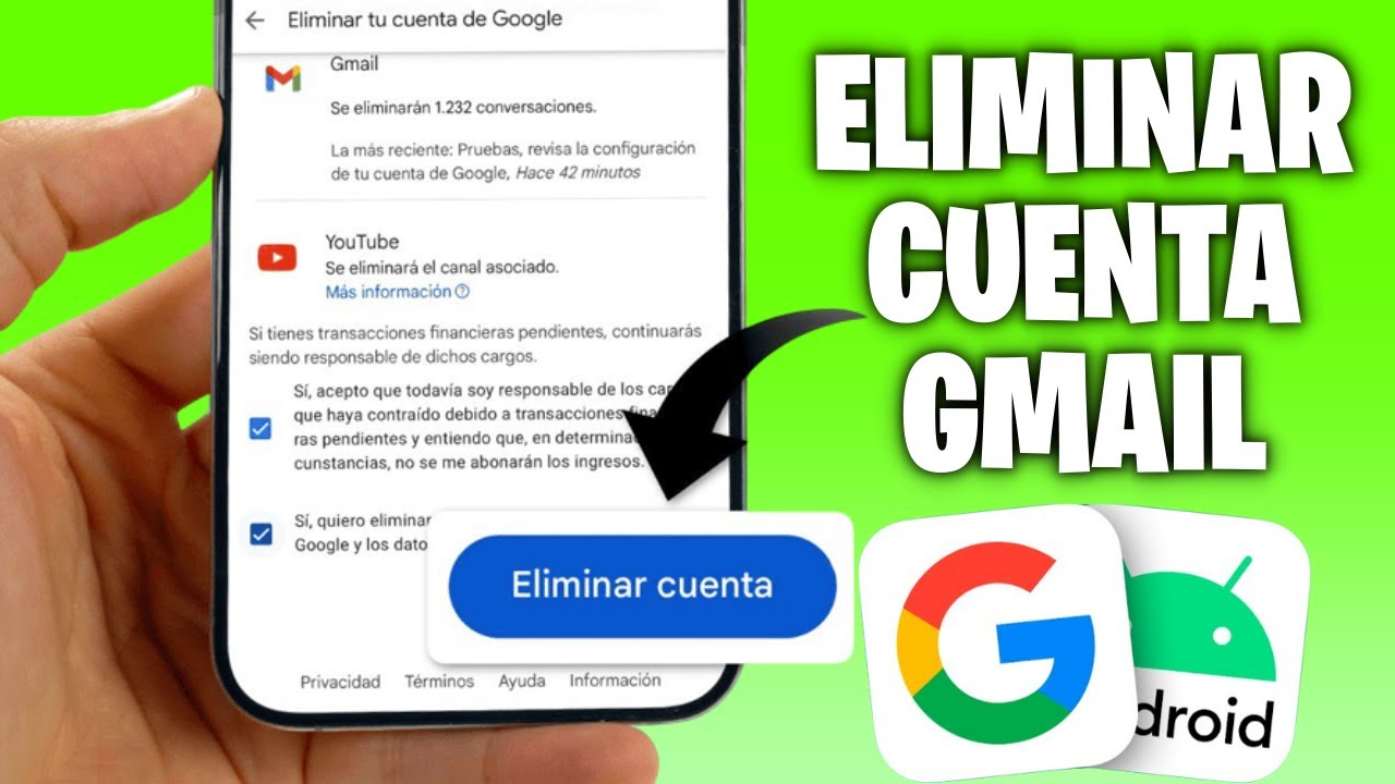 Cómo eliminar una cuenta de Gmail - YouTube