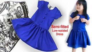 How to Sew Semi Fitted Low-waisted Children Dress | Tutorial Menjahit Baju Kanak-Kanak | #108