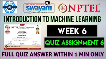 Introduction To Machine Learning - IITM | Week 6 Answers 2021 | NPTEL ||
