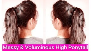 Messy High Ponytail With POUF|Everyday Ponytail Hairstyles|AlwaysPrettyUseful