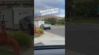 Tesla Cybertruck towing an enclosed trailer