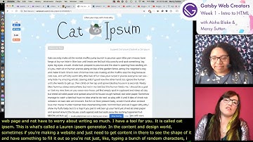 Livestream | Gatsby Web Creators - Week 1, Part 2 - Intro to HTML