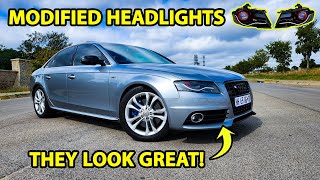 How To Open And Modify Audi A4/S4 B8 Headlights | Blacked Out | Red Eyes