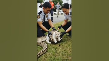 rescue cat from python attack scary moment#animals #ytshorts #pets #viral