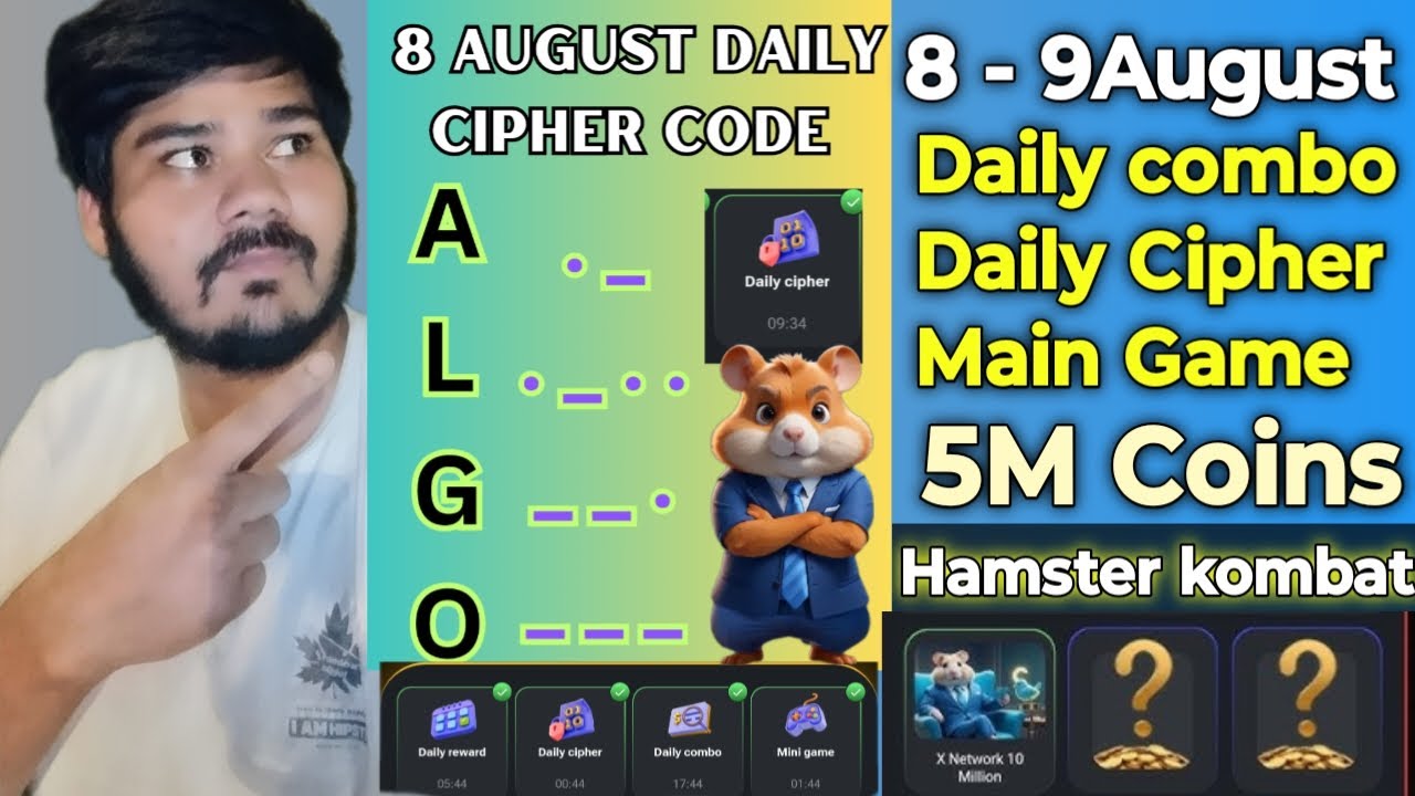 8-9 August Daily Cipher Code Daily Combo Card Daily Mein Game Hamster ...