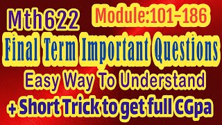 Mth622 Module:169-178 Important Questions Subjective #finalterm #importantquestions