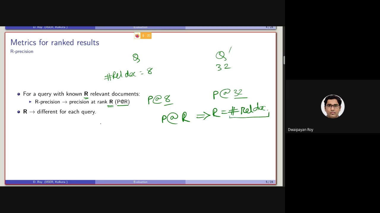 17.4. Evaluation of retrieval model - Evaluation metrics for ranked retrieval (MAP)
