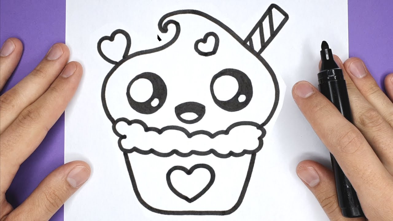 How to Draw a Super Cute and Super Easy Cupcake - Happy Drawings - YouTube