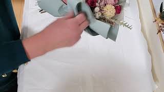 【韓国のおしゃれな花束のラッピング方法】 プリザ＆ドライフラワーミニブーケを韓式花束ラッピングしてみた☆
