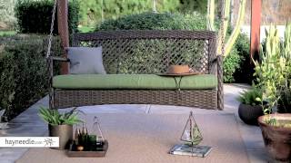 Belham Living Asheville 4 ft. Resin Wicker Porch Swing with Cushion - Product Review Video For more details or to shop this Belham Living porch swing visit Hayneedle at http://www.hayneedle.com/product/belham-living-