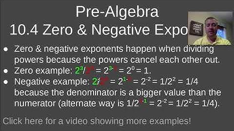 Pre-Algebra 10.4 Zero and Negative Exponents