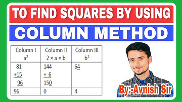 To find Squares by using Column Method
