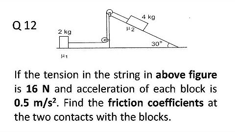 If the tension in the string in figure is 16 N and acceleration of each block is 0.5 m/s2
