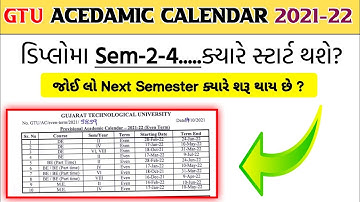 Diploma Sem-2-4-6-8 and All Students | Next Term Start and End Date | GTU Acedamic Calendar |