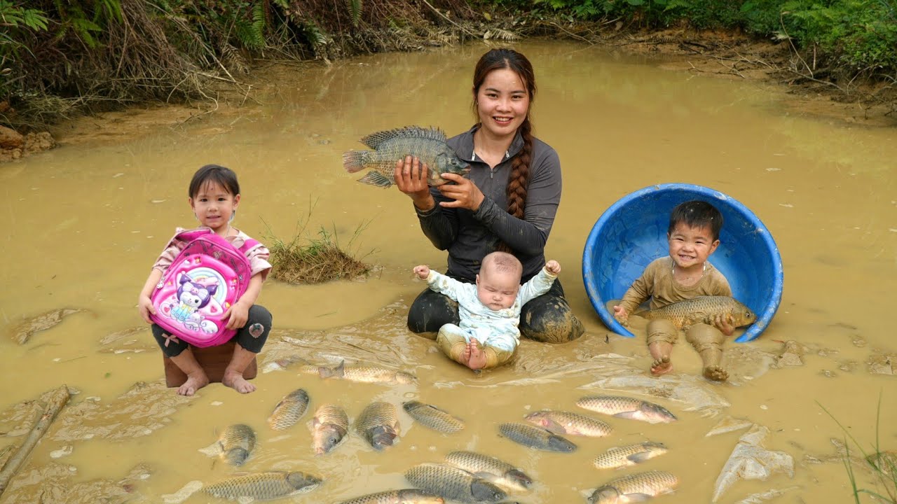 How to pump water to catch giant fish to sell at the market - caring ...