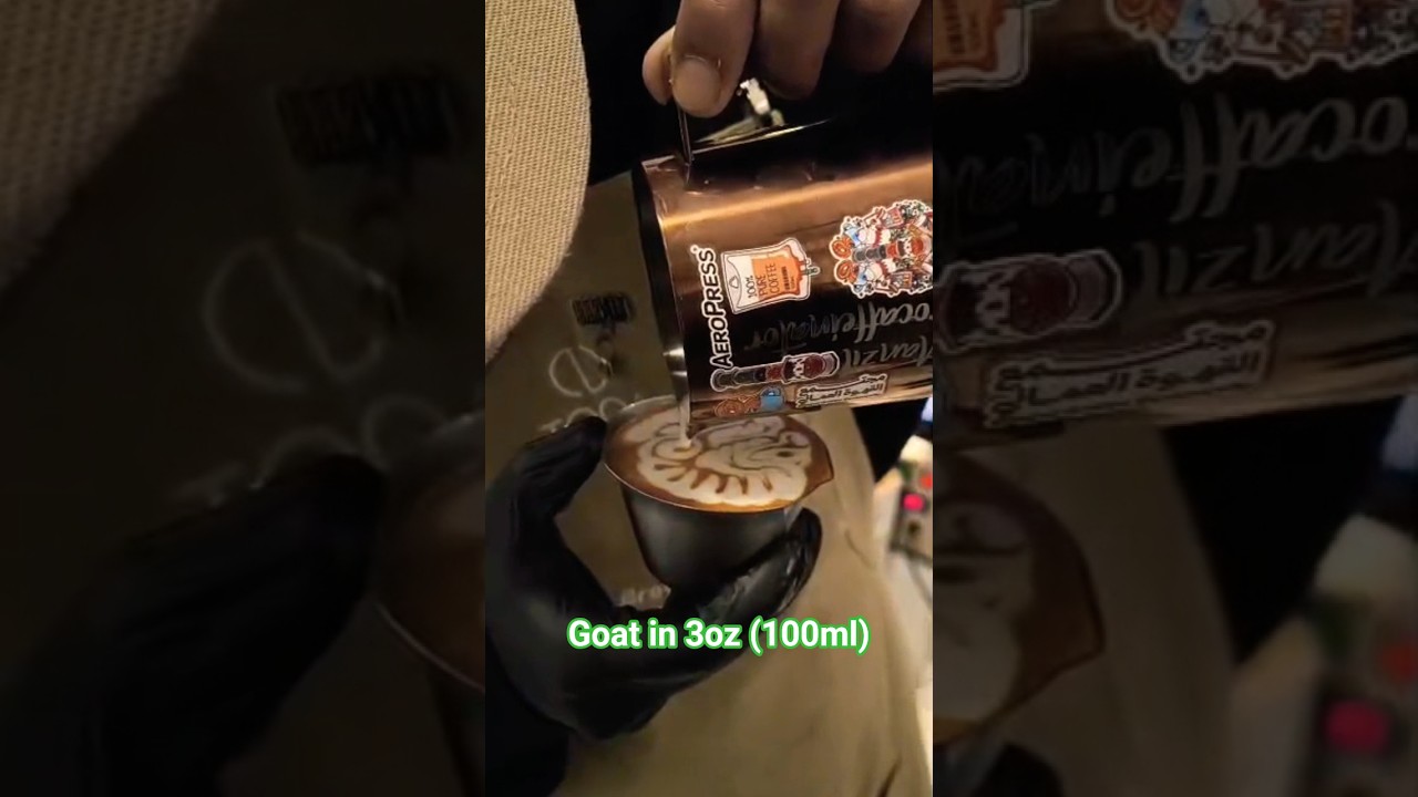 Latte art challenge ..Ethiopian goat in 3oz shot pitcher (100ml)😅  