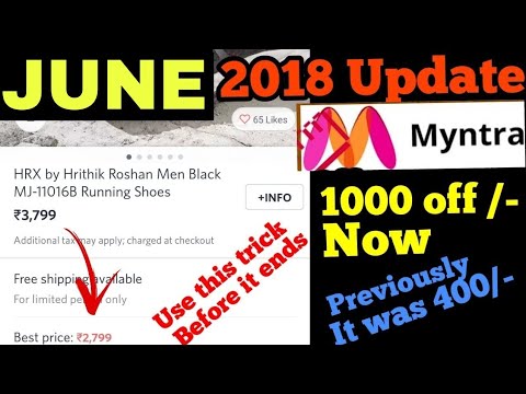 Myntra code free coupon MAY 2018 Get 1000 off on many brands previously 2018 it was 400 off