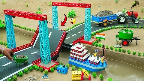diy mini bridge construction making with rc tractor and truck science project‪ 