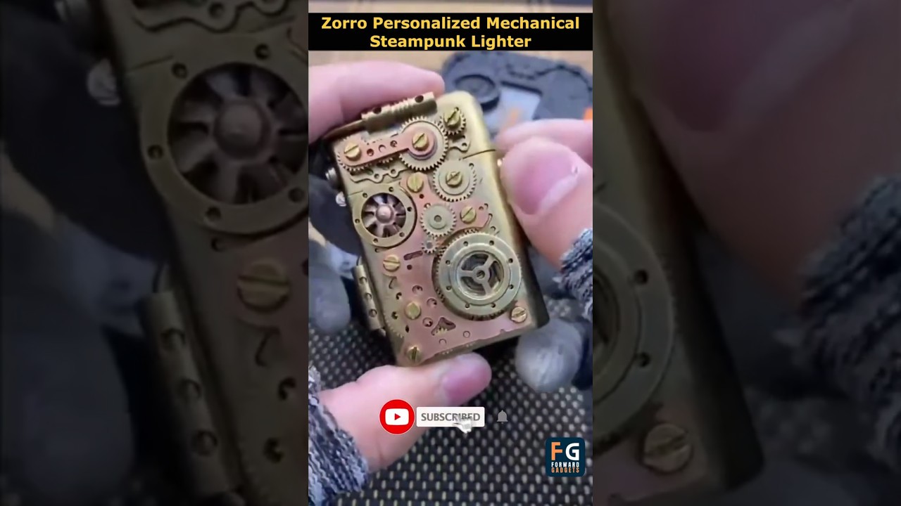Mechanical Steampunk Lighter | Brass & Copper Gear-Driven Design 