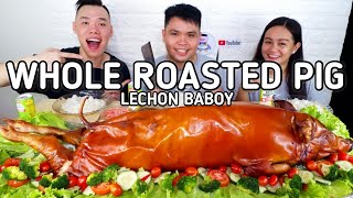 WHOLE ROASTED PIG / Crispy Lechon Baboy Mukbang Collaboration @EatwithTim / Filipino Food Mukbang