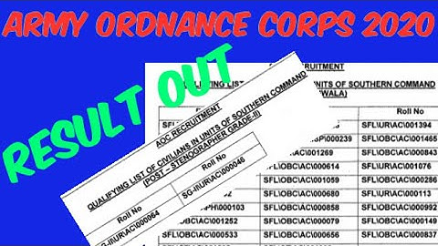 Army Ordnace Corps Result Out 2020 | AOC Result 2020