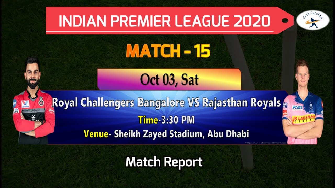 IPL 2020-Royal Challengers Bangalore vs Rajasthan Royals,- Match Report 