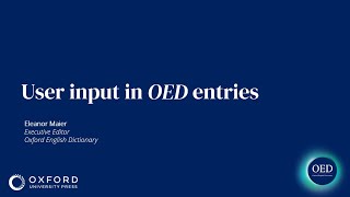 User input in OED entries @OxfordLanguages