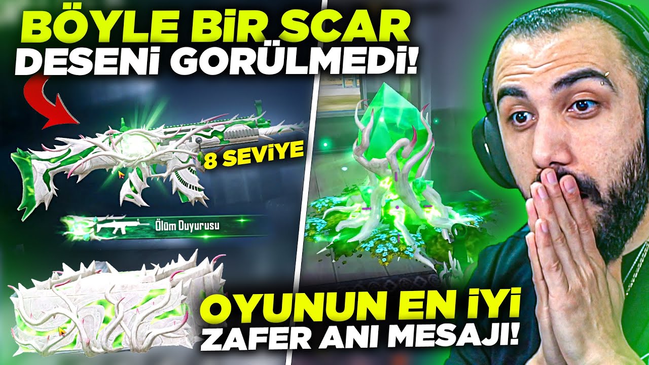 OYUNUN EN İYİ 8 SEVİYE SCAR-L DESENİ GELDİ FULLEDİK!! 😮 ÖLDÜRME ANİMASYONU EFSANE! | PUBG MOBILE