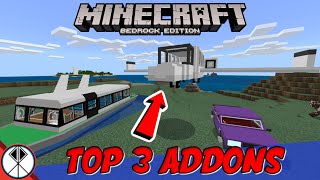 TOP 3 Minecraft Addons With MORE VEHICLES (MCPE/Xbox/Bedrock)