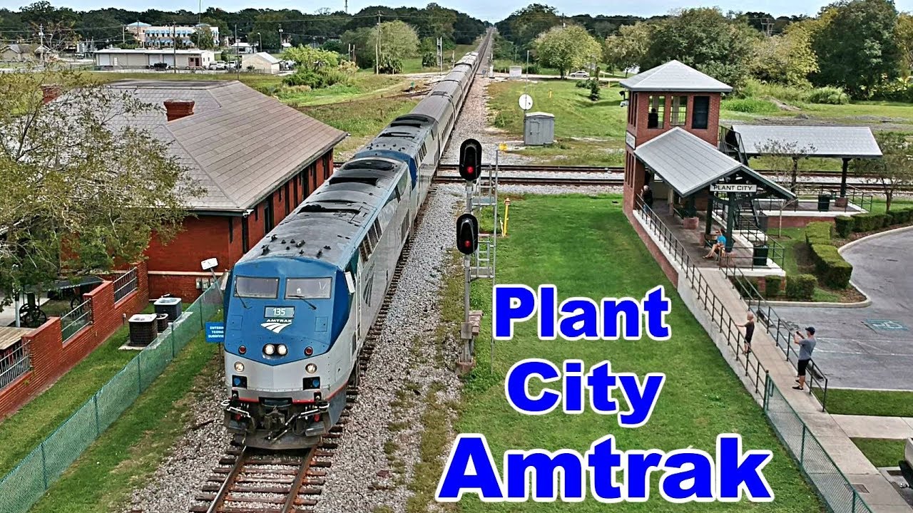 Amtrak P091 passes Plant City Viewing Platform! (Drone Video)