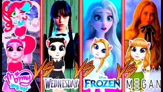 who Will Prevail: Mommy long legs vS Wednesday Addams vS Frozen Elsa ❄️ vS M3GAN || Talking Angela