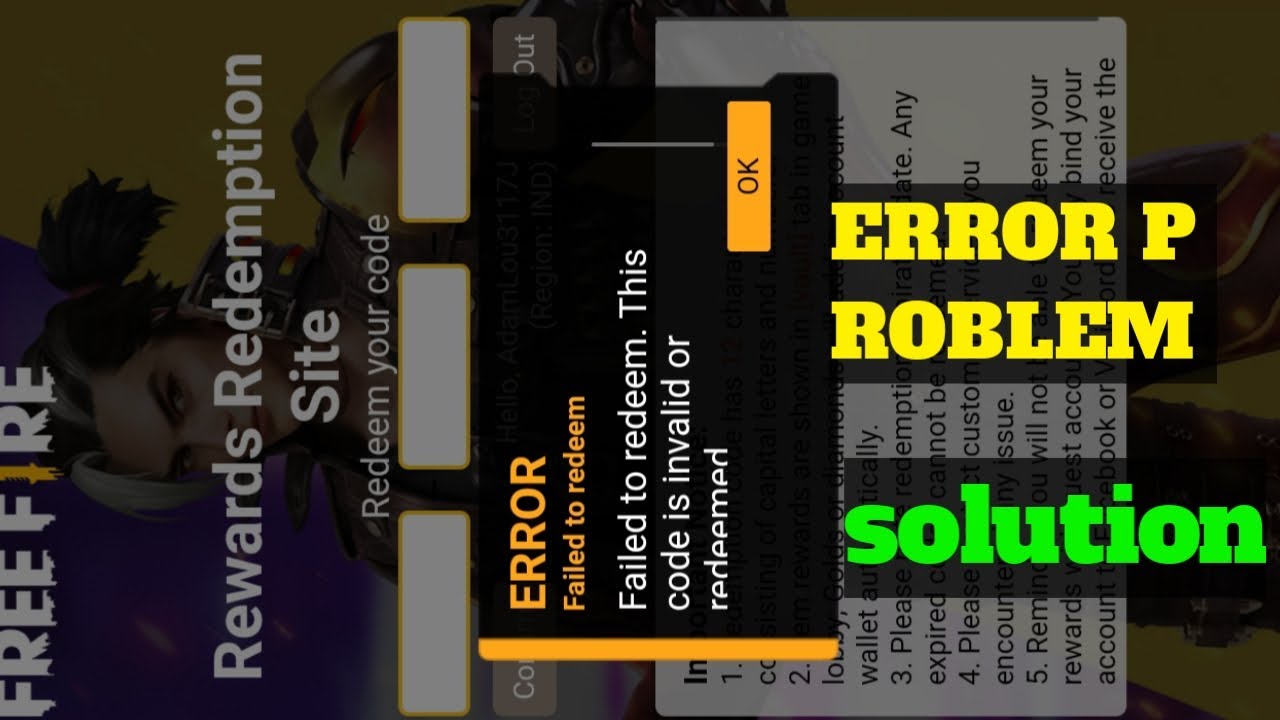 free fire redeem code // error problem solution in tamil