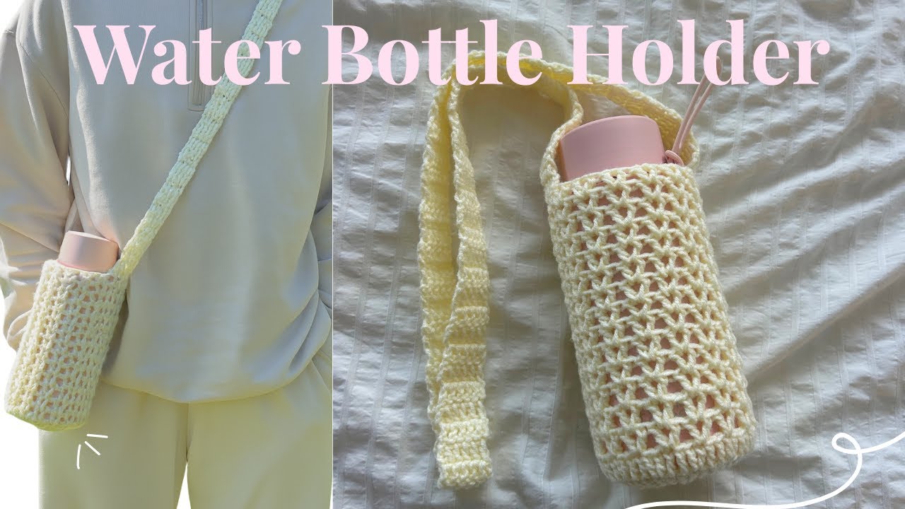 How to crochet a V-stitch water bottle holder | Beginner-friendly & easy