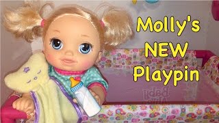 New Baby Alive Play yard baby alive go bye bye Molly crawling doll ~feeding~changing