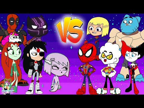 Teen Titans Go! vs. Black Panther Spiderman and friends Cartoon Character Color Swap - SETC