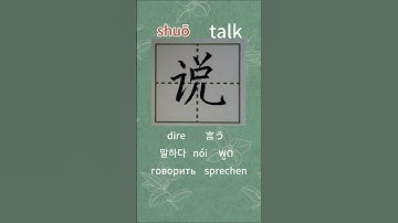 24【说shuō】Chinese character/write “talk/say/speak”in Chinese/radical“讠”/multi lingual/ pinyin