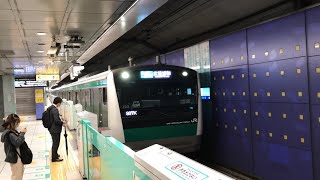 JR東日本E233系7000番台ハエ1編成 三菱IGBT 各停新木場行き 天王洲アイル駅発車（JR East E233-7000 Mitsubishi IGBT）