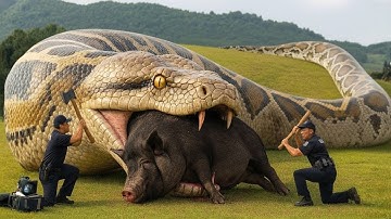 Brave Heroes Save a Pig from the Deadly Coils of a Giant Python.