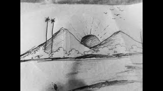 very easy drawing village draw scenery step drawings nature paper