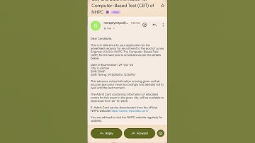 NHPC-Junior Engineer City intimation mail | NHPC-JE | #shorts #nhpcje #jeexam #civilengineering #fyp
