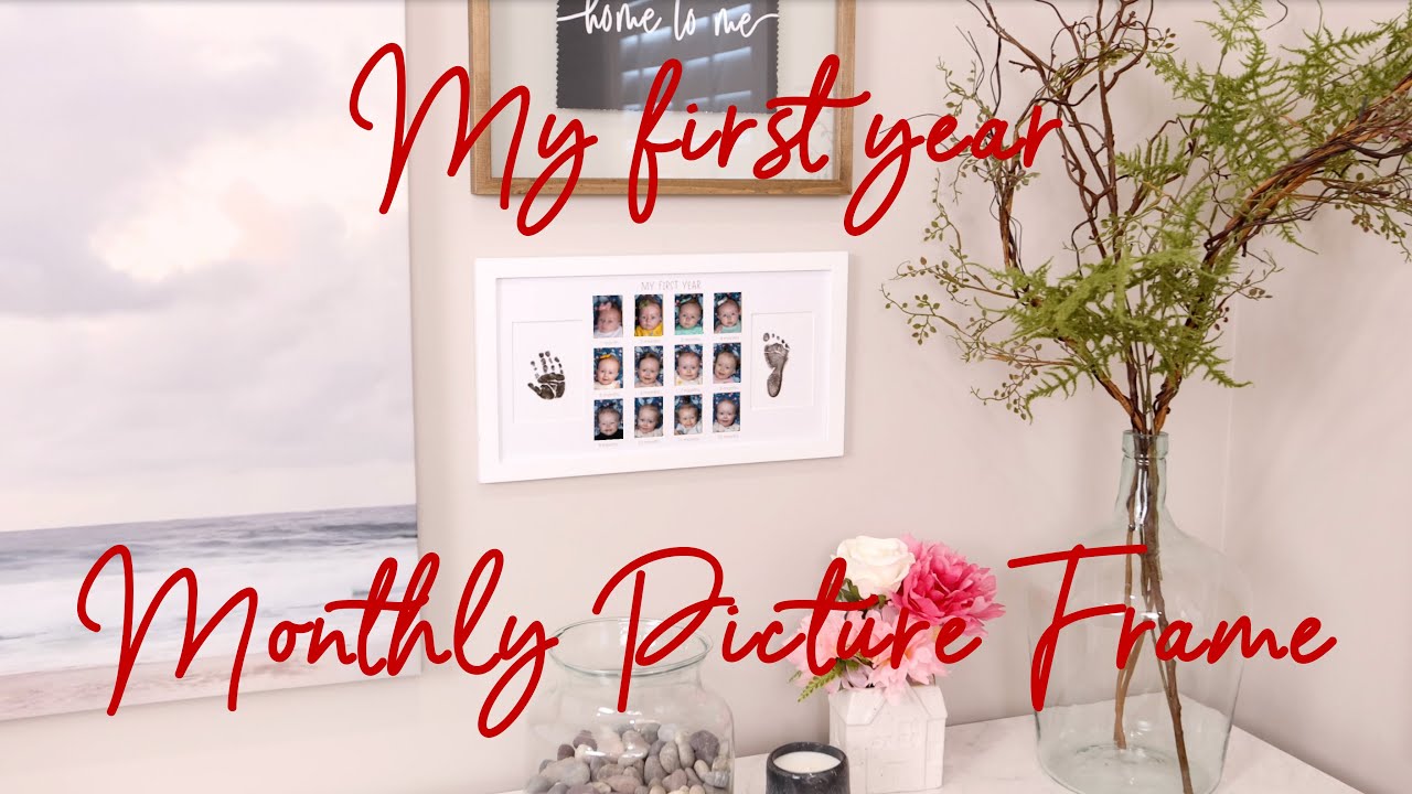 My First Year Baby Handprint and Footprint Keepsake Monthly Picture Photo Frame Commercial