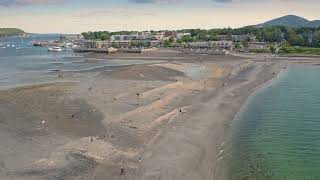 Drone aerial video of Bar Harbor's Natural Land Bridge at low tide