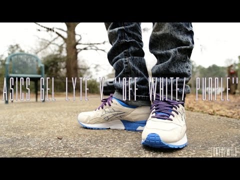 Presunción Conclusión Conflicto Asics Gel Lyte V "Off White/ Purple" w/ On Foot - YouTube