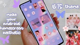 make your android homescreen aesthetic 💖 BTS theme 💜 screenshot 5