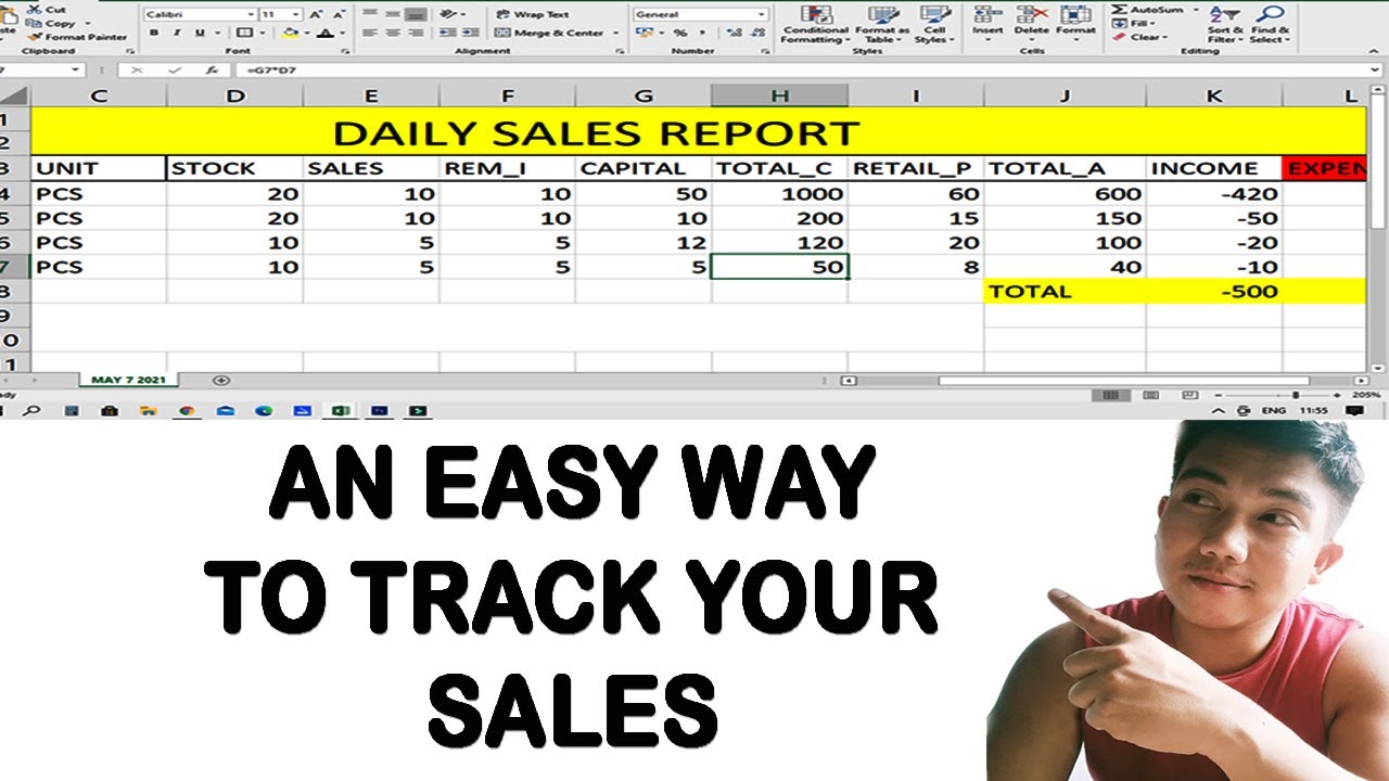 How to create daily sales report on Excel