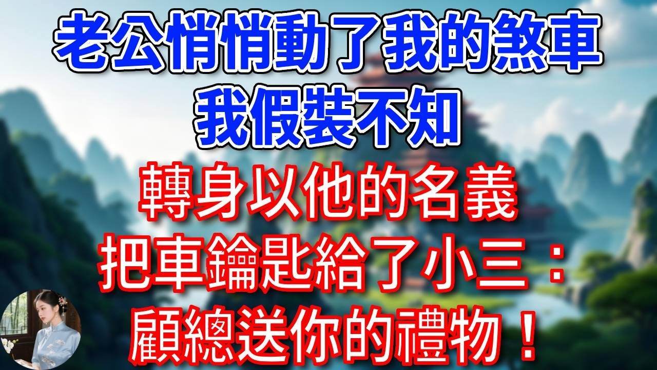 總裁老公悄悄動了我的煞車，我假裝不知，轉身以他的名義，把車鑰匙給了小三：顧總送你的禮物！第二天...#為人處世#生活經驗#情感故事#故事#小說#戀愛#情感#婚姻