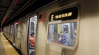 MTA New York City Subway: Manhattan-bound R160 E Train at the Woodhaven Boulevard Station.