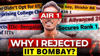 JEE advanced topper interview | Why I chose IISC over IIT Bombay? | Study Motivation by AIR 1