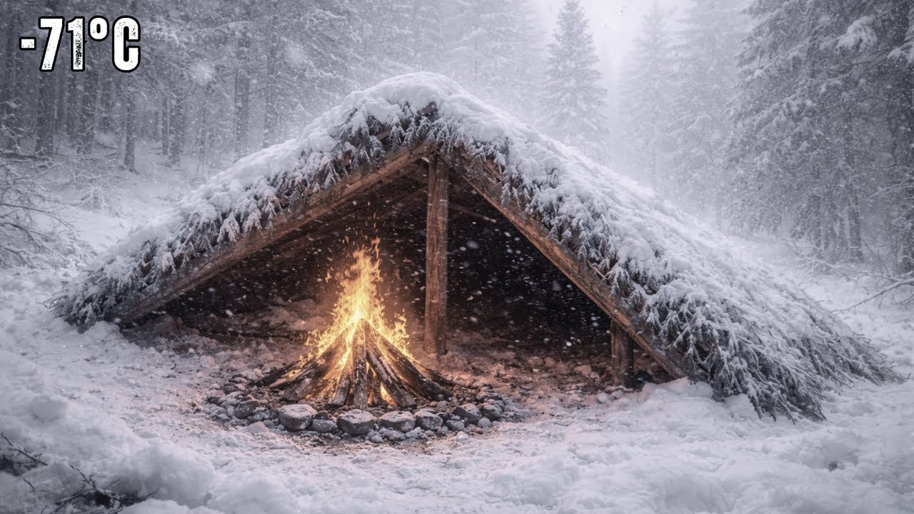 Surviving Winter in Heavy Snow No Log Cabin at - 71°C | Life Off The ...